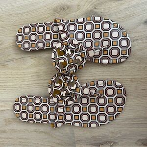 Tory Sport Geometric Sandals - Brown, Black, White